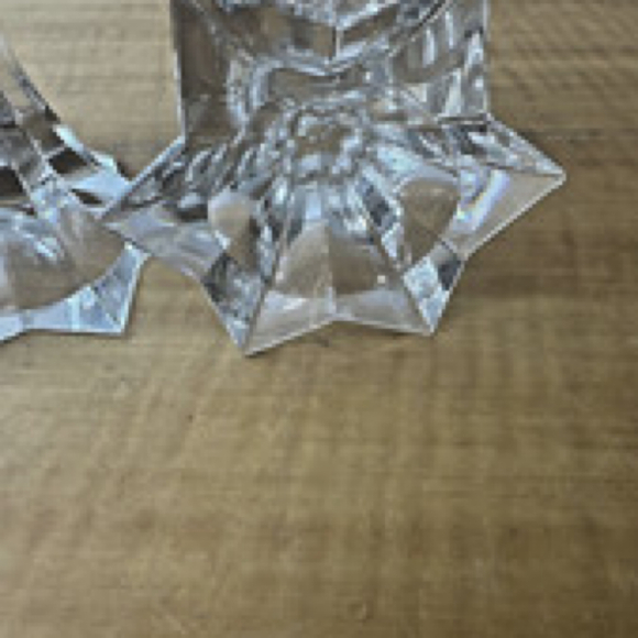 Mikasa Firestar Crystal Candle Sticks Holders Pair Star Small 4.25” Austria - Picture 4 of 4